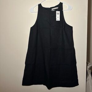 NWT Abercrombie High-Neck Linen-Blend Mini Dress Black